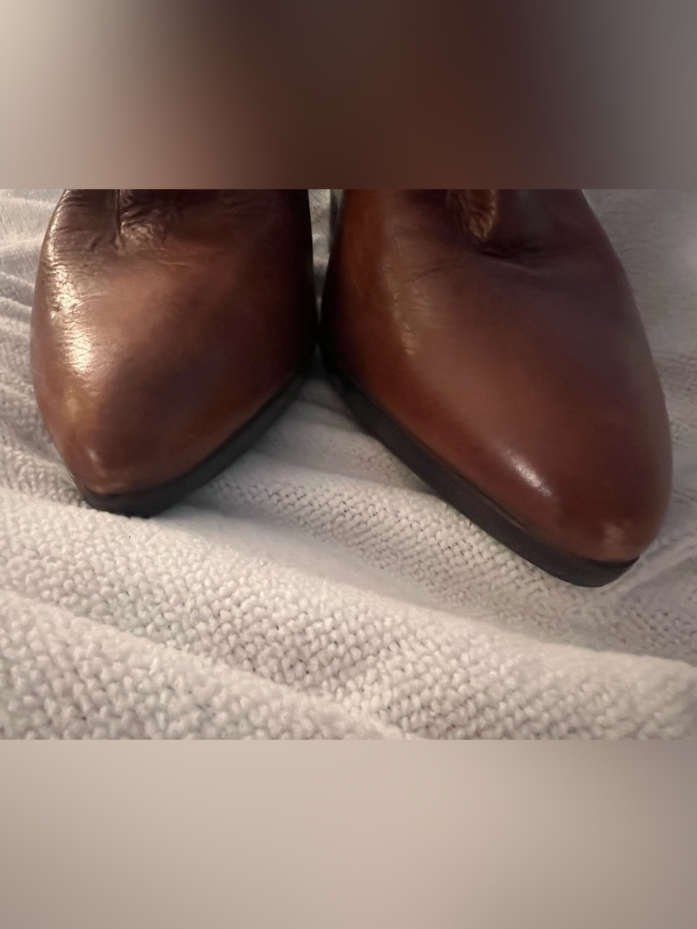 Stuart Weitzman Cognac Brown Leather Block Heel Ankle Booties - Picture 7 of 11